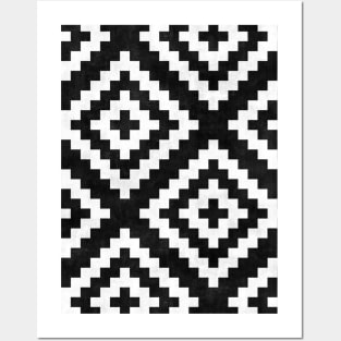 Urban Tribal Pattern No.17 - Aztec - Black and White Concrete Posters and Art